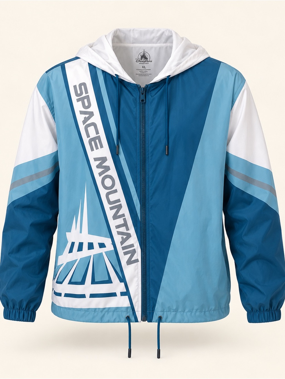 Disney Parks Space Mountain Windbreaker Jacket XL Blue White Tomorrowland